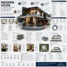 Modern House Architectural Infographic Prompt