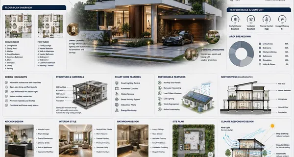 Modern House Architectural Infographic Prompt