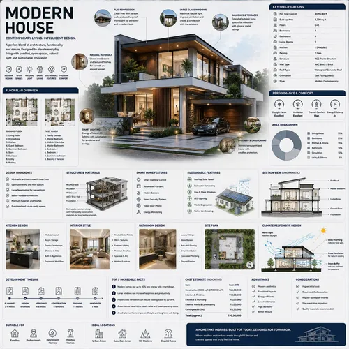 Modern House Architectural Infographic Prompt